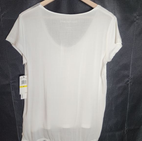 Calvin Klein Women's White and Gray Sequin Tee - Picture 5 of 5